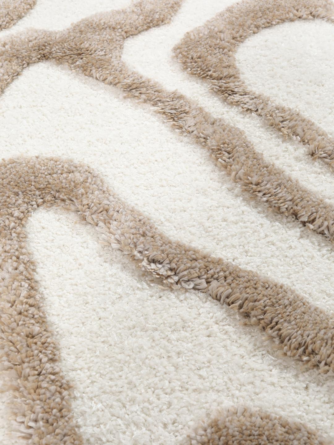 Hvid og beige løber med en high-low luv-tekstur
