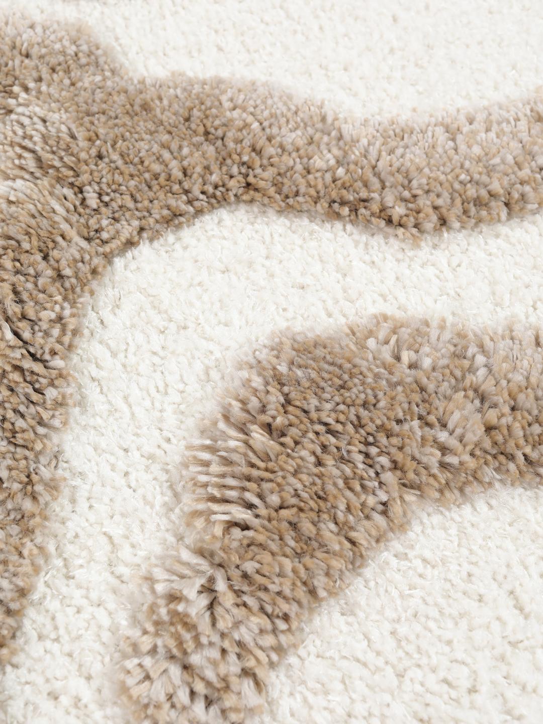 Hvid og beige løber med en high-low luv-tekstur