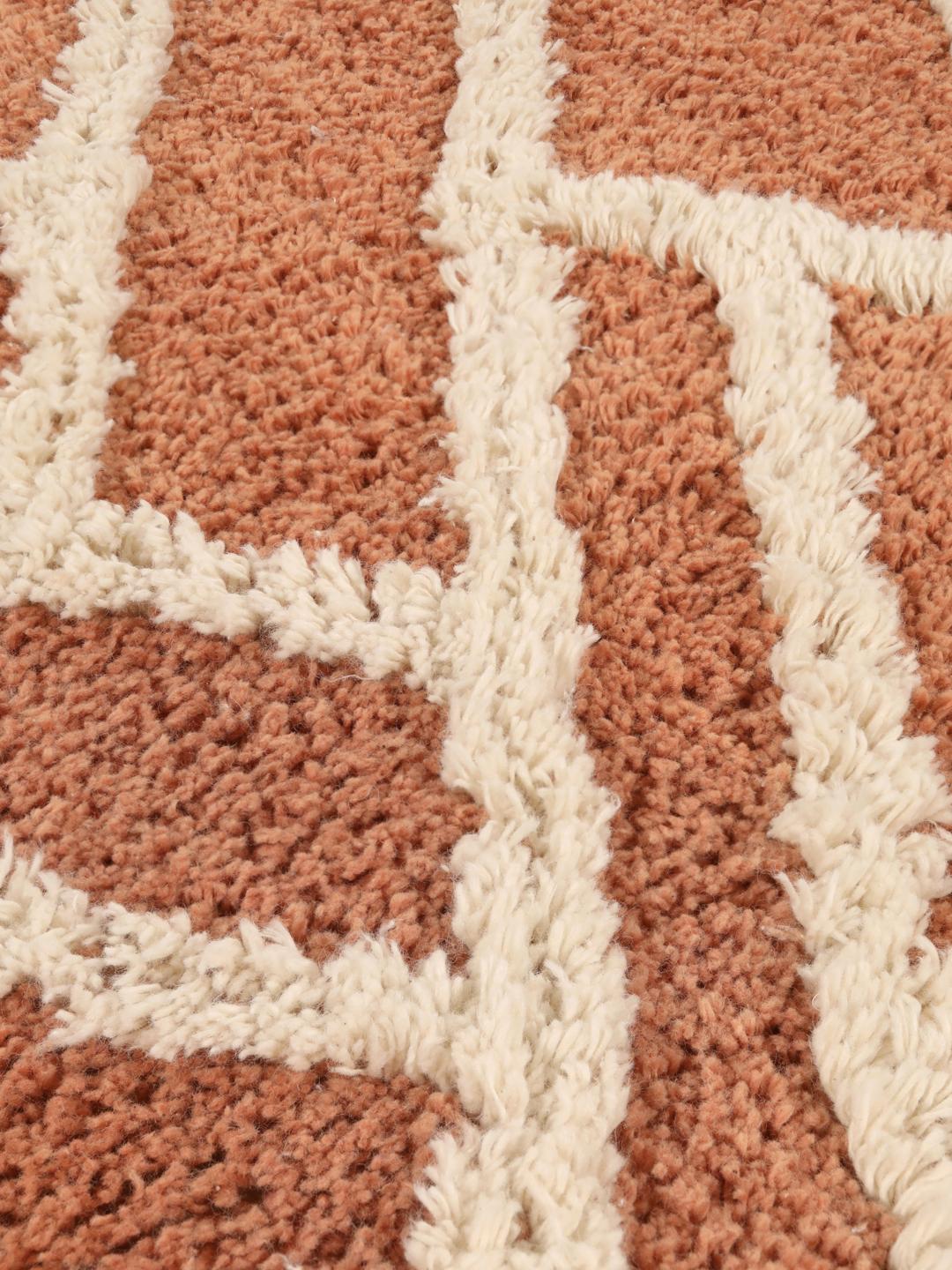 Tapis de bain rond en terre cuite et blanc naturel