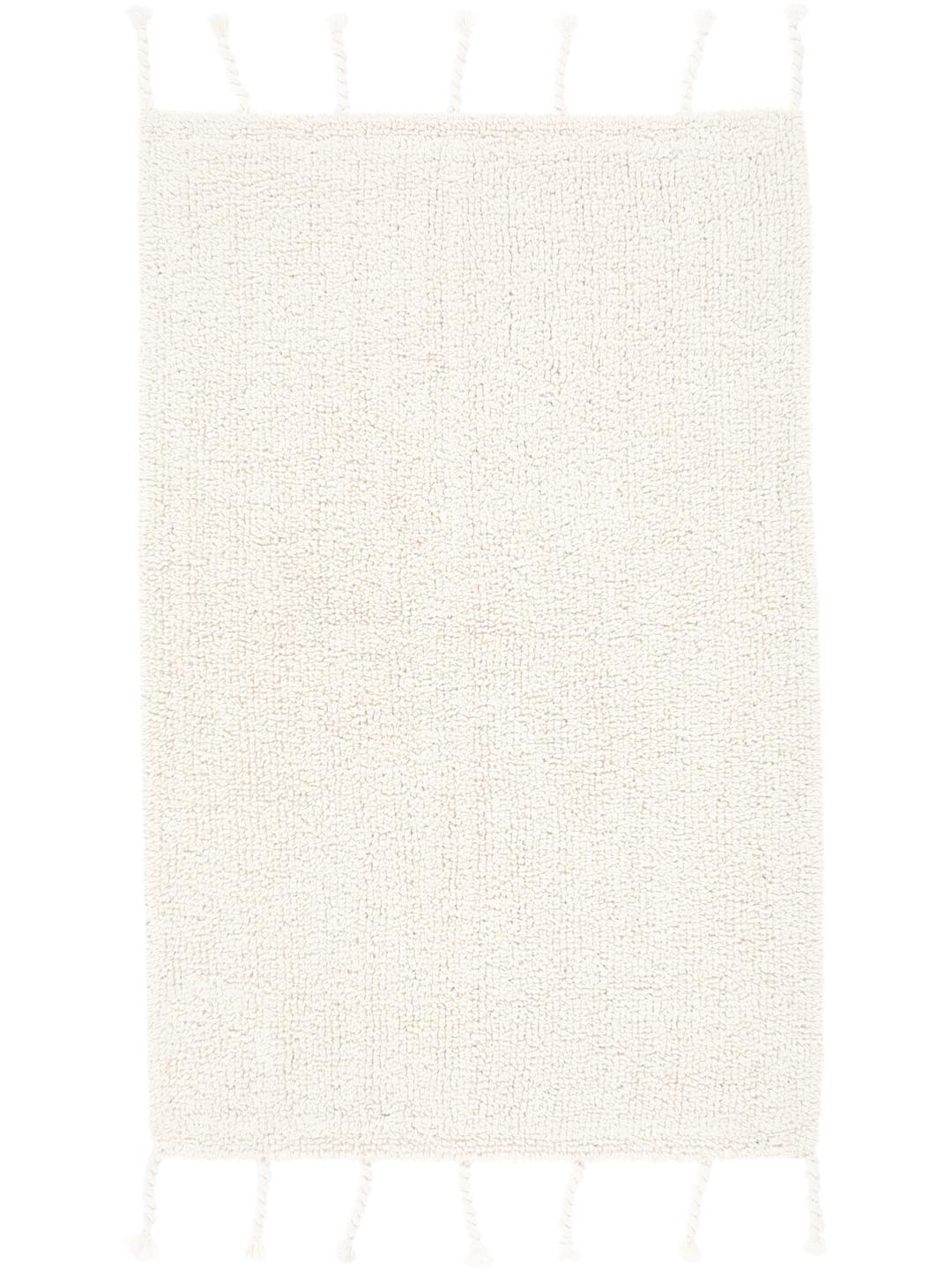 Hvid bademåtte med frynsedetaljer