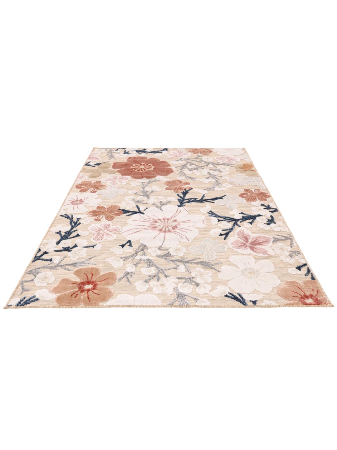 Tapis beige avec motif floral