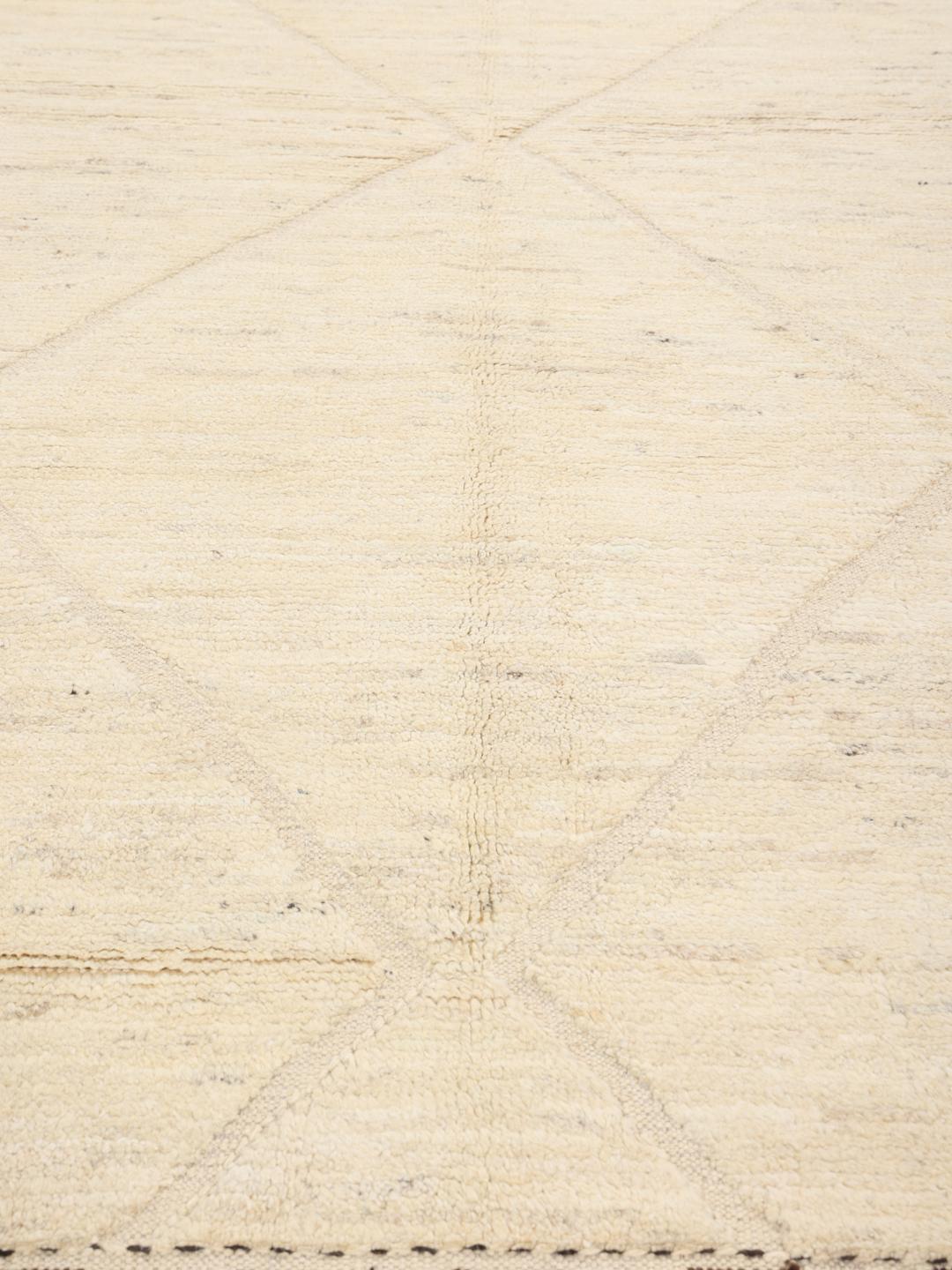 Handmade Berber style rug from Afghanistan in beige with a diamond pattern