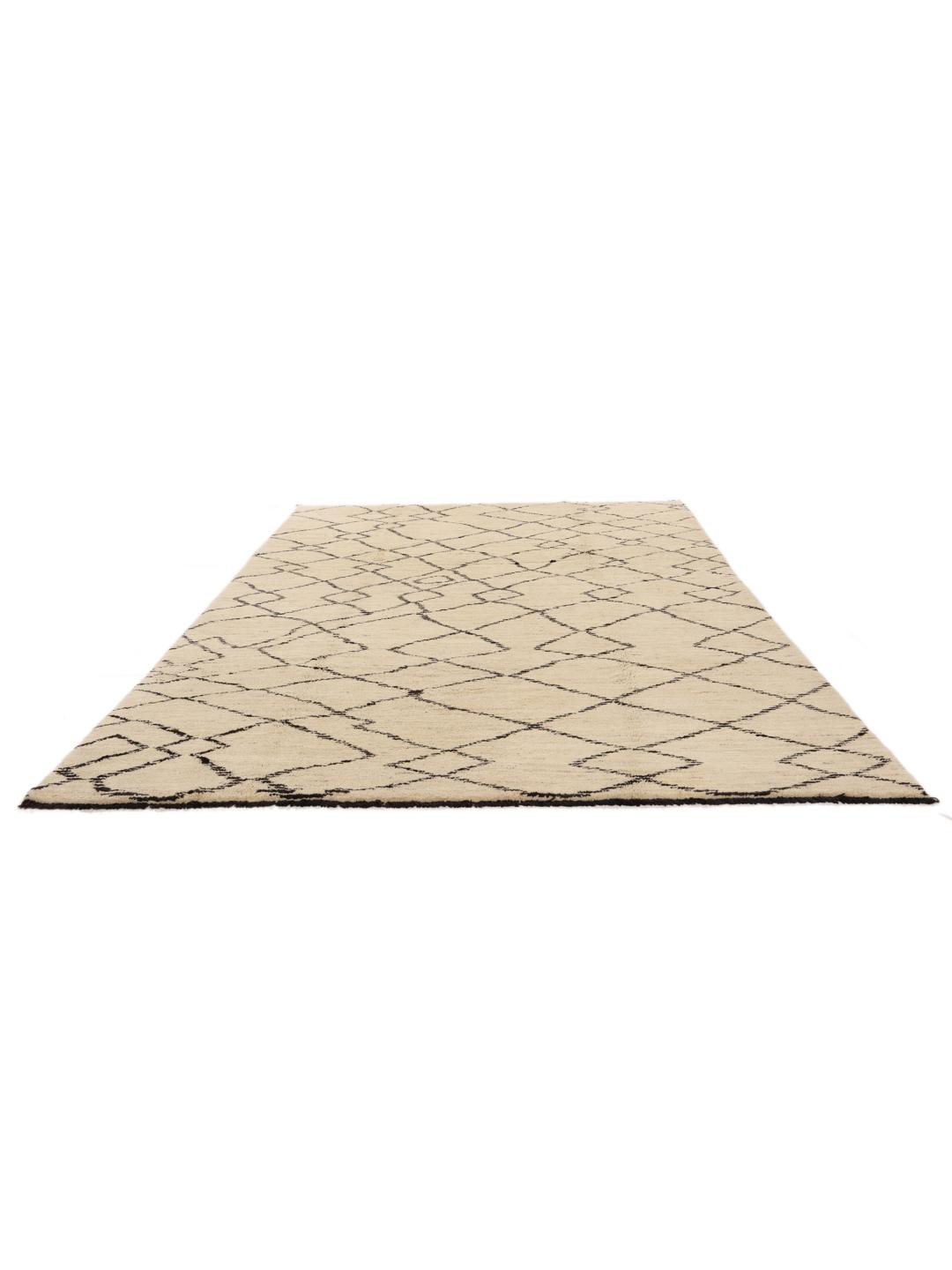 Hand-knotted Afghan Berber Style rug in beige with a geometric pattern.