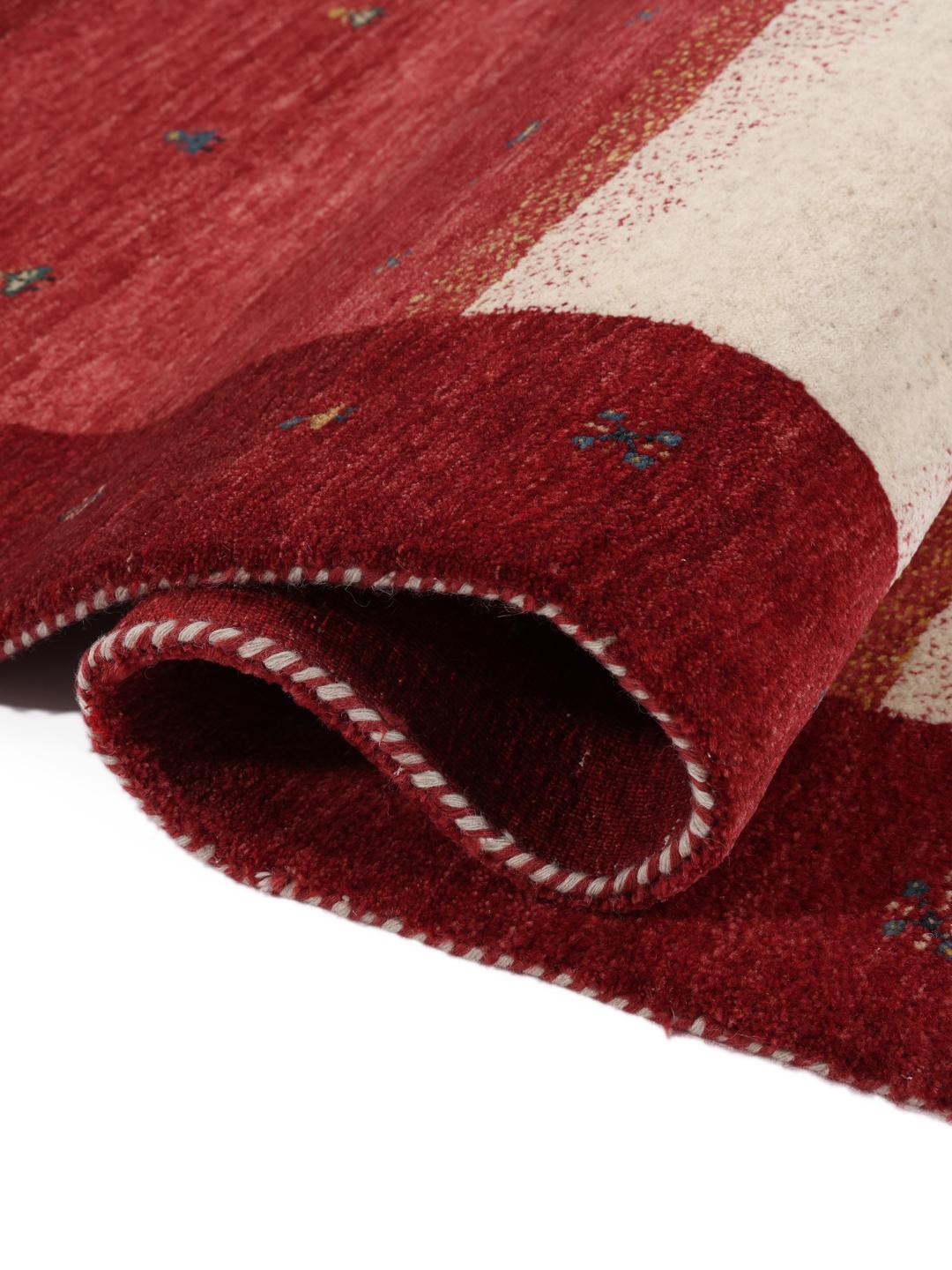 Handgeknoopt Gabbeh Loribaft tapijt uit India in levendig rood