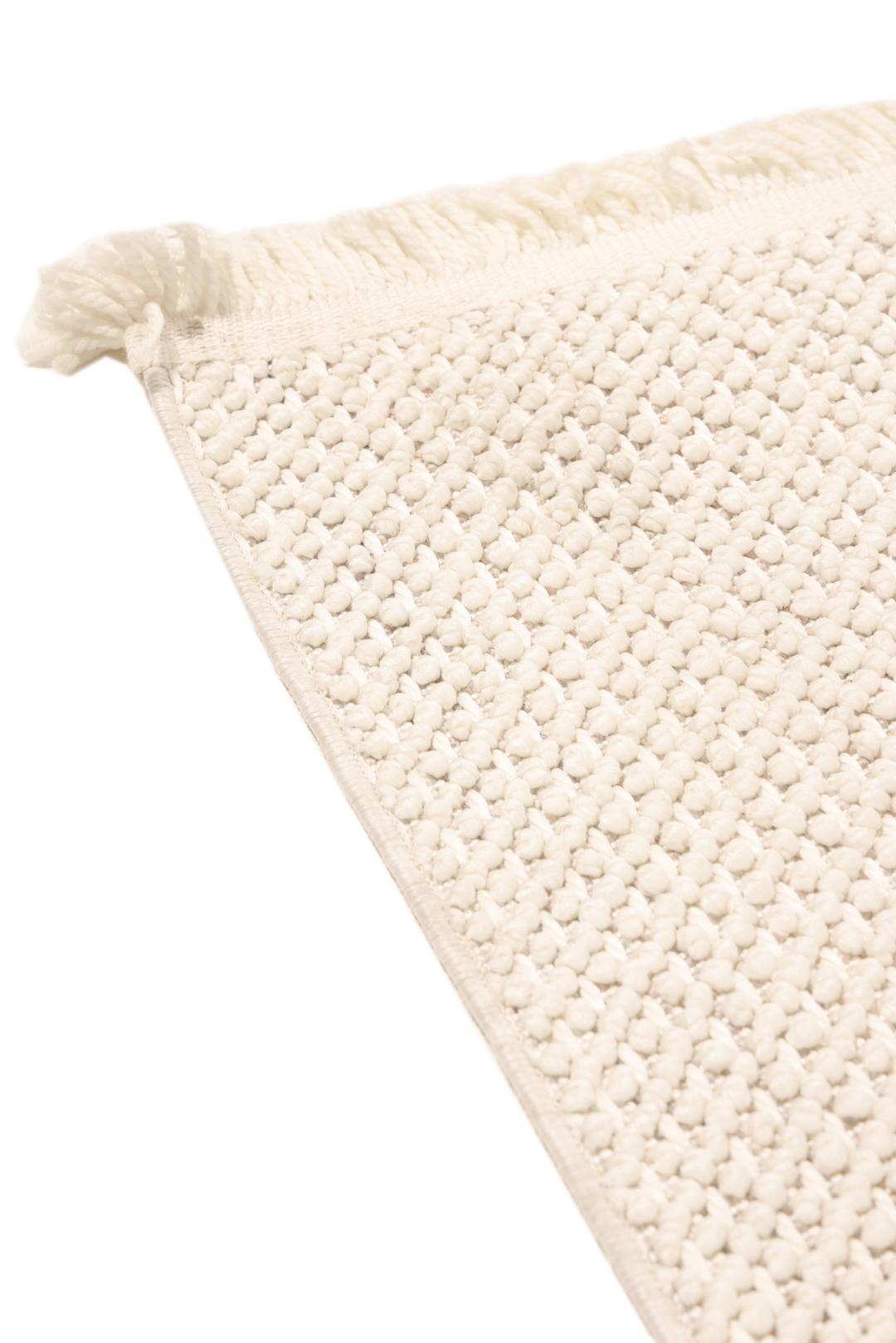 Beige minimalistisch vloerkleed met een subtiele en strakke textuur