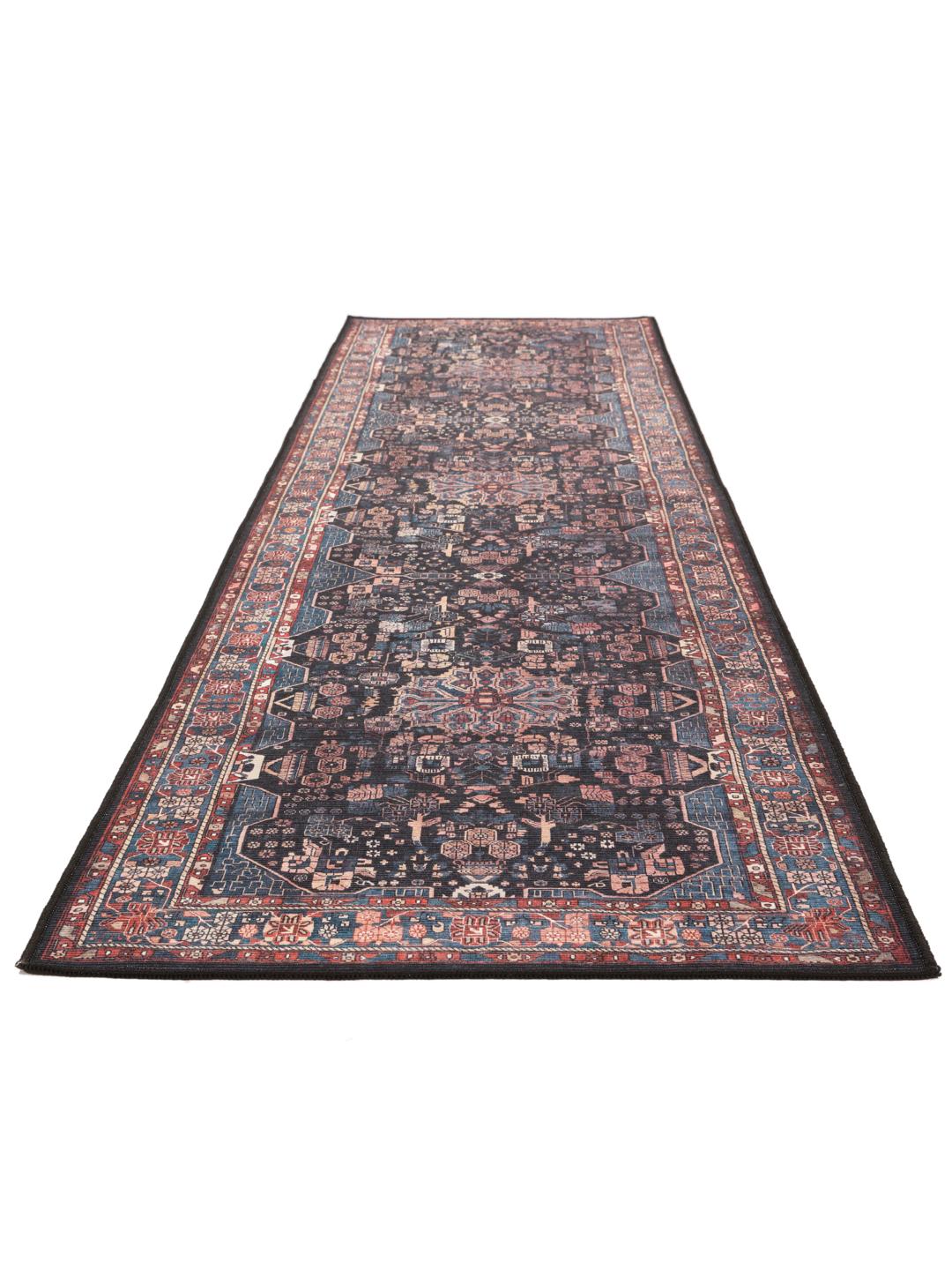 RugVista Tapis Galaxy Oriental Bleu/Noir 80x200 Cm - Magnifique Tapis D'Orient Pour Couloir