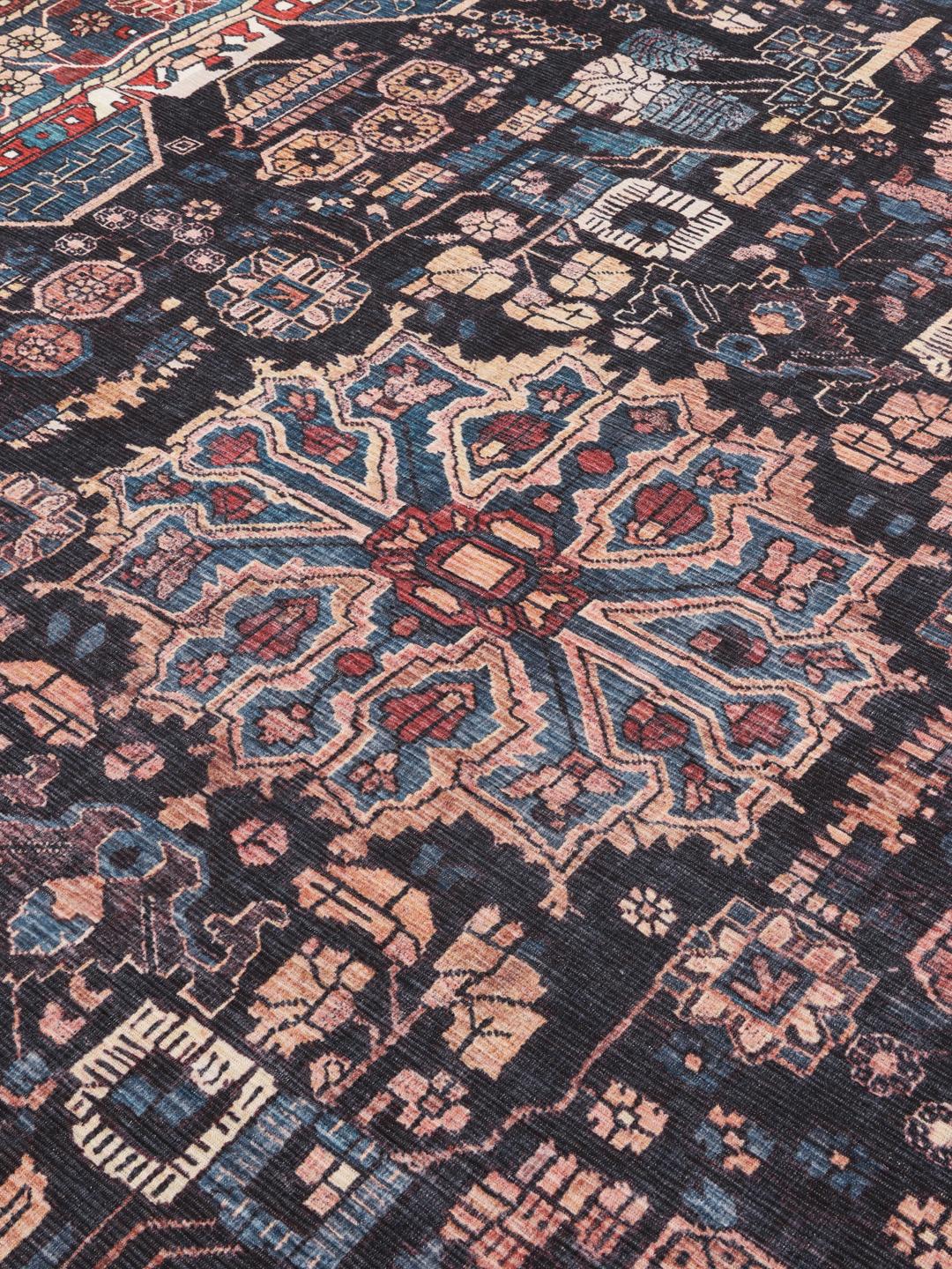Tapis de couloir en bleu et noir