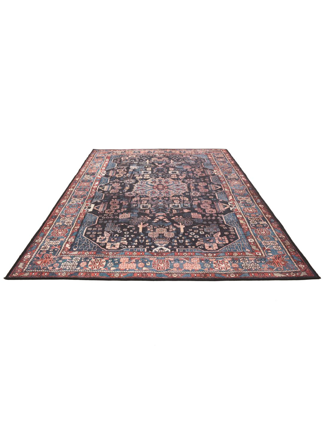 RugVista Galaxy Oriental, Vloerkleed, Moderne vloerkleden, 80 x 300 cm, Rechthoekig, Laagpolig, Woonkamer, Slaapkamer, Keuken, Hal, Machinewas, oeko_tex_100, Roestkleur/Blauw