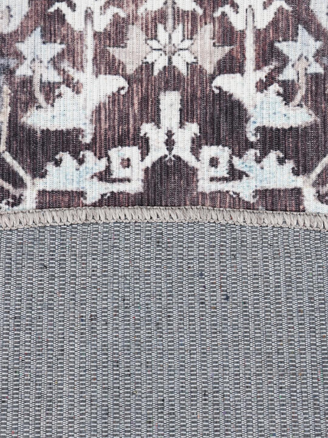 Tapis rond en gris et beige