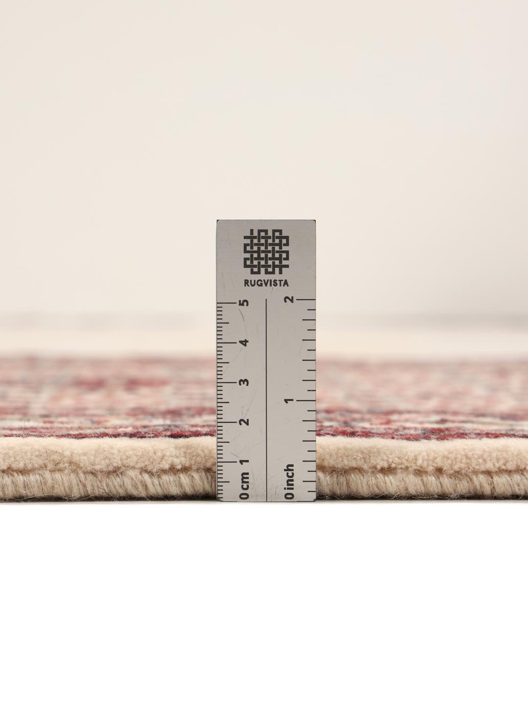 Hand-knotted Moud runner rug in beige and red from the Middle East