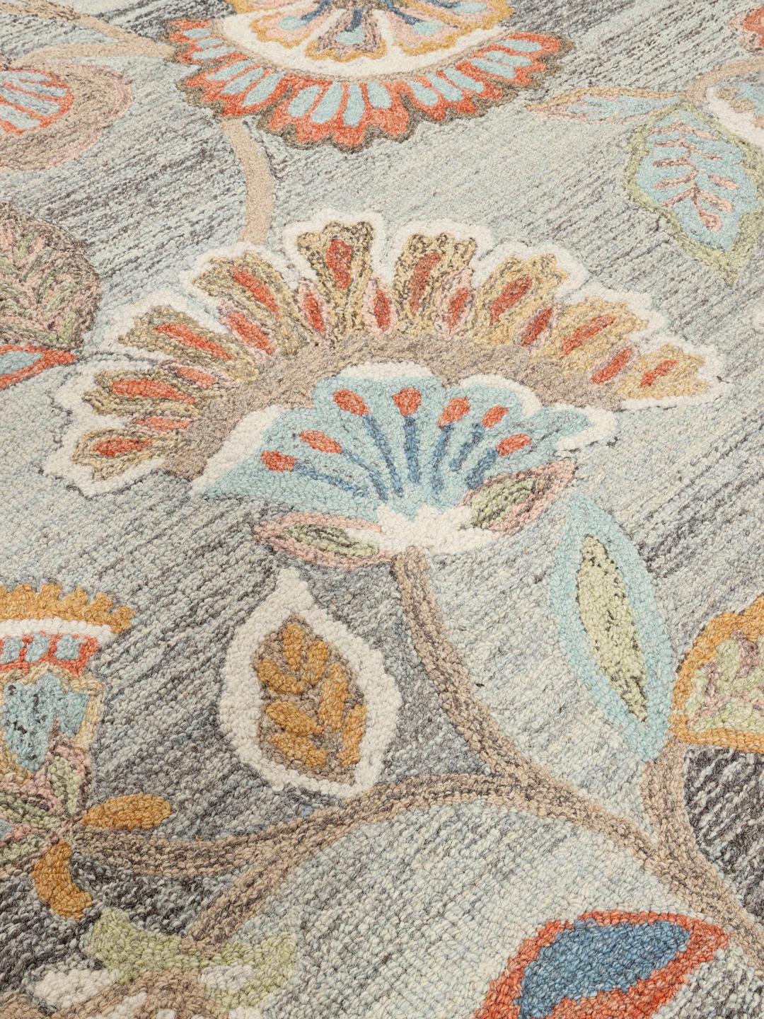 
    Rusty Flowers - Grey / Rust Red - 200 x 300 cm
  