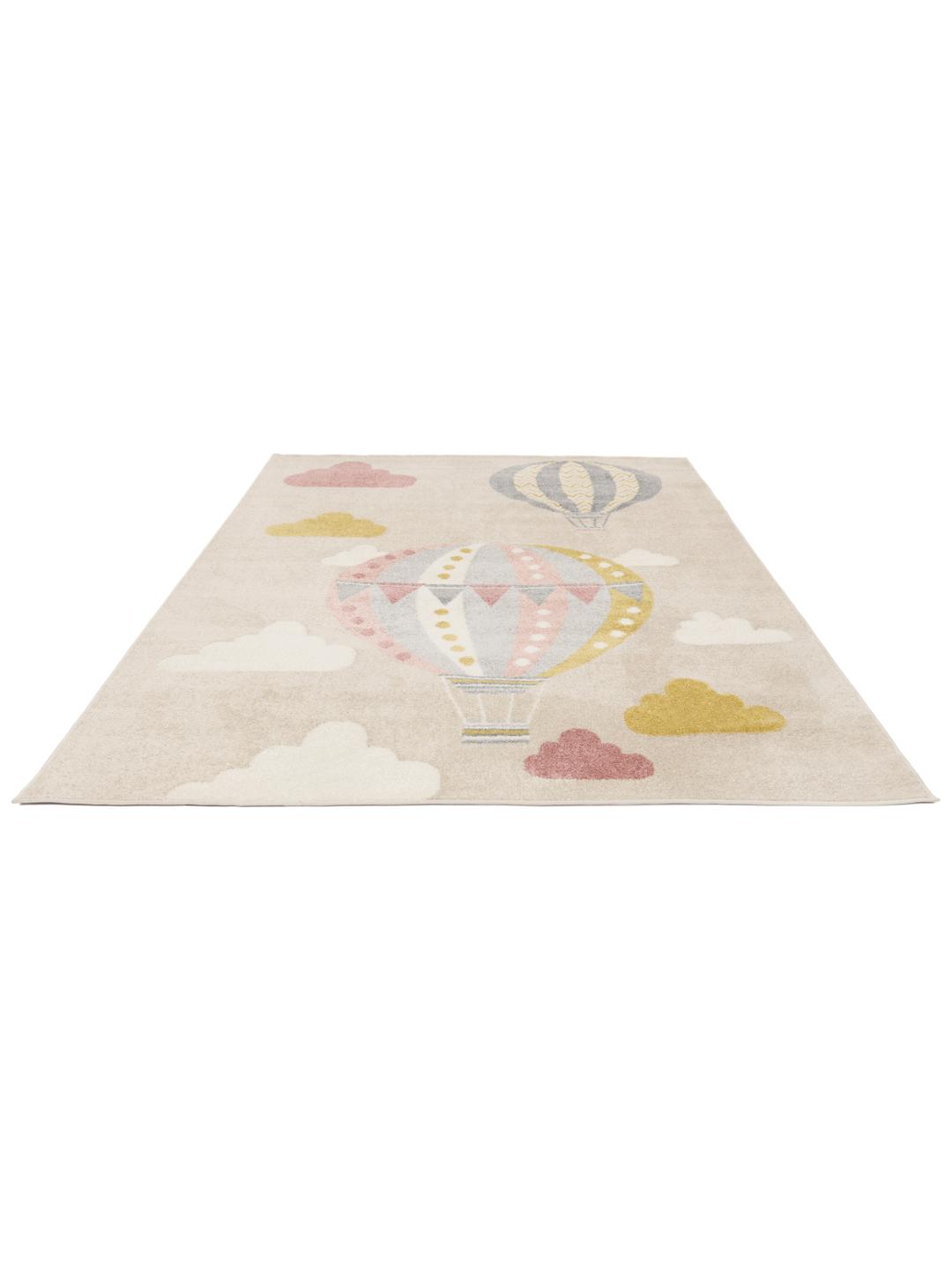 beige en roze tapijt met heteluchtballon patroon