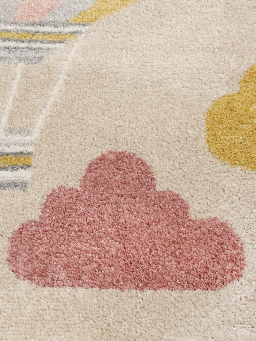 beige en roze tapijt met heteluchtballon patroon
