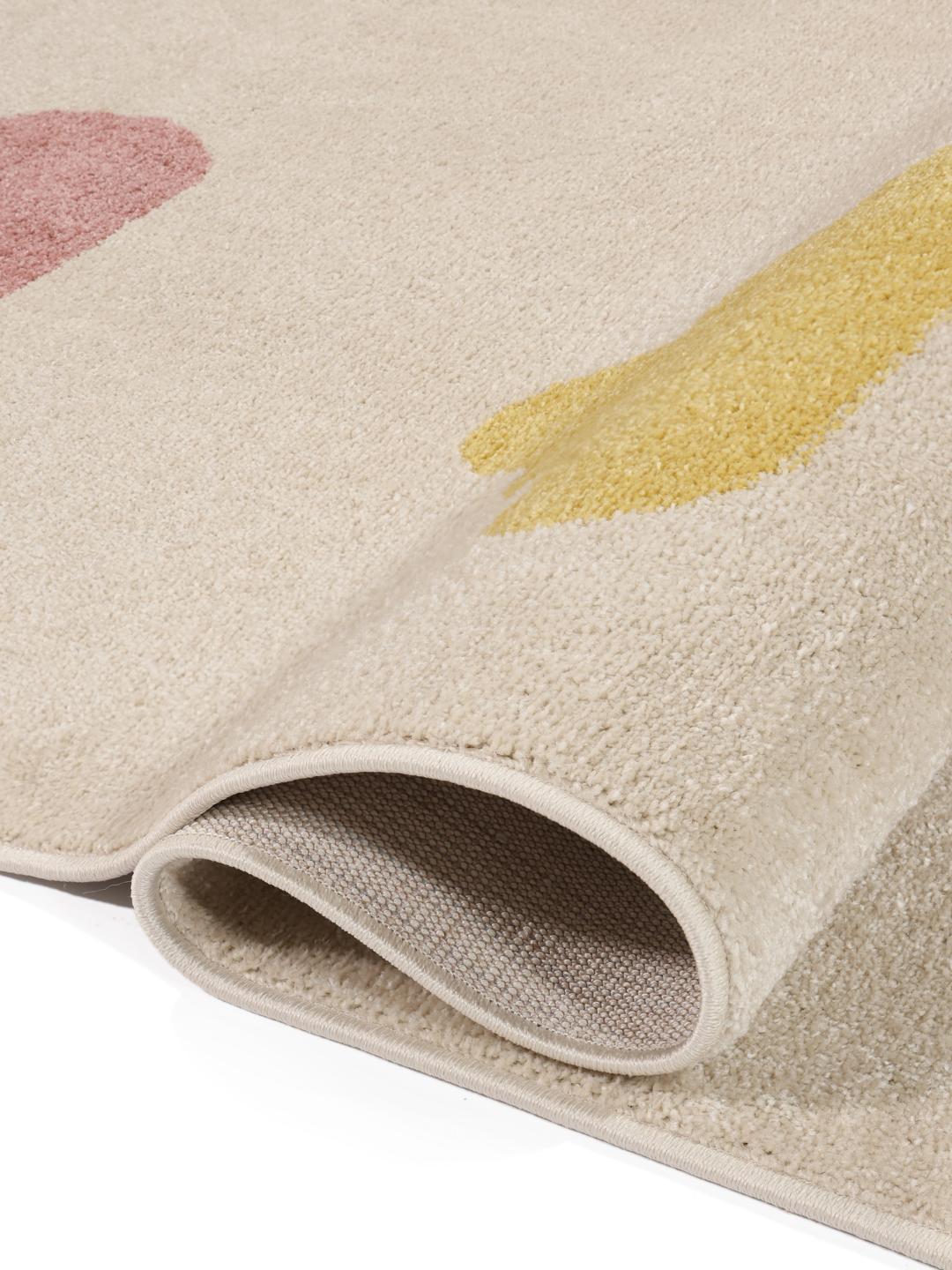 Tappeto Bambini Balloon Ride 100x160 Cm - Peluche Corto, Beige/Rosa, Certificato OEKO-TEX