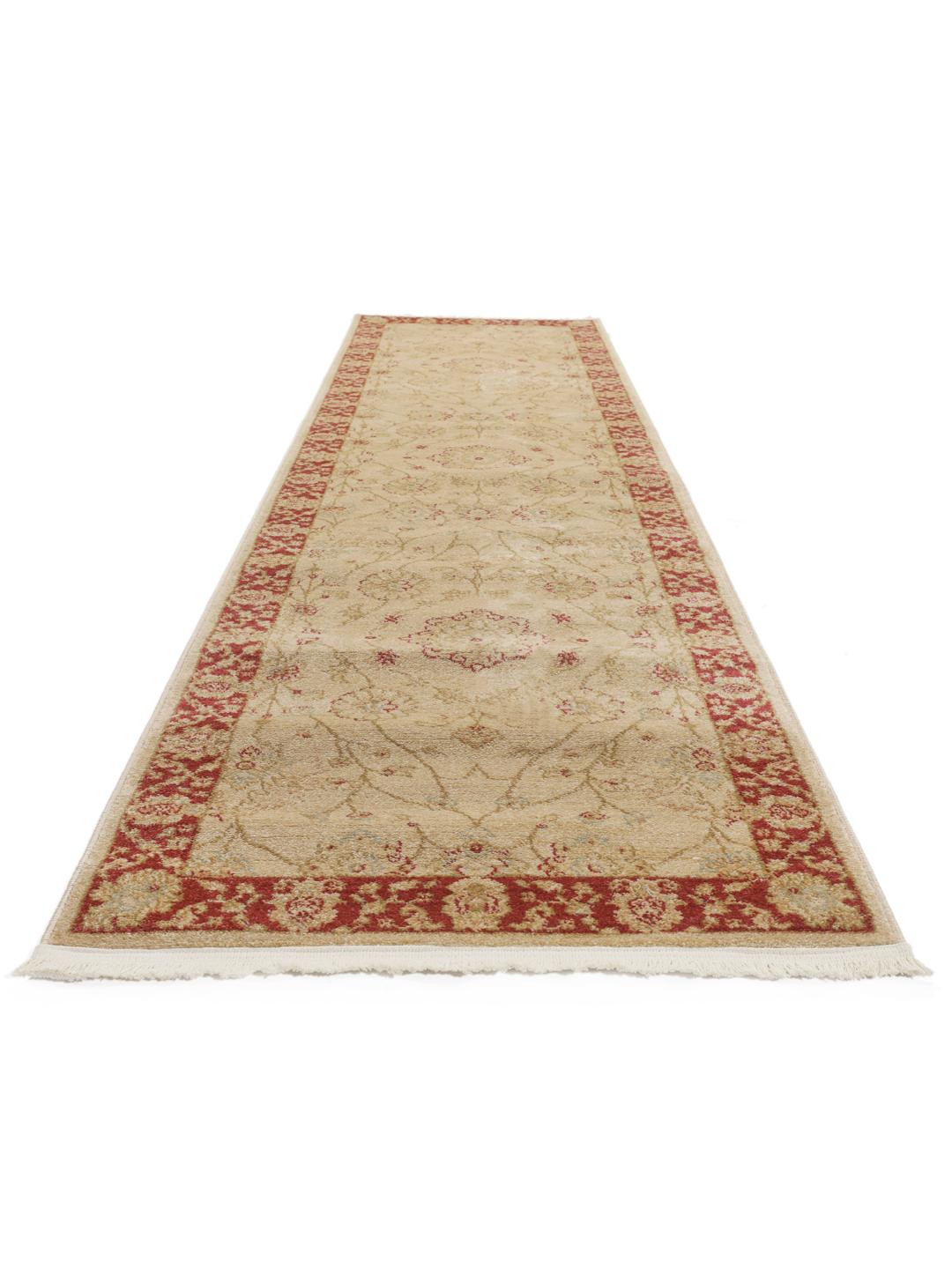 Tappeto passatoia Farahan Ziegler in beige e rosso