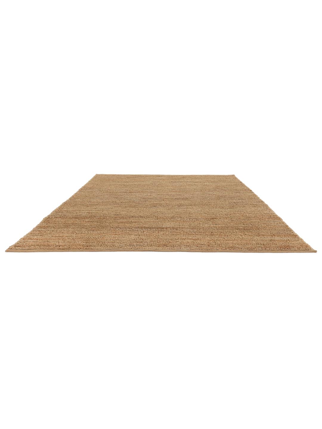 Vierkant beige kleed met een geribbelde jute textuur
