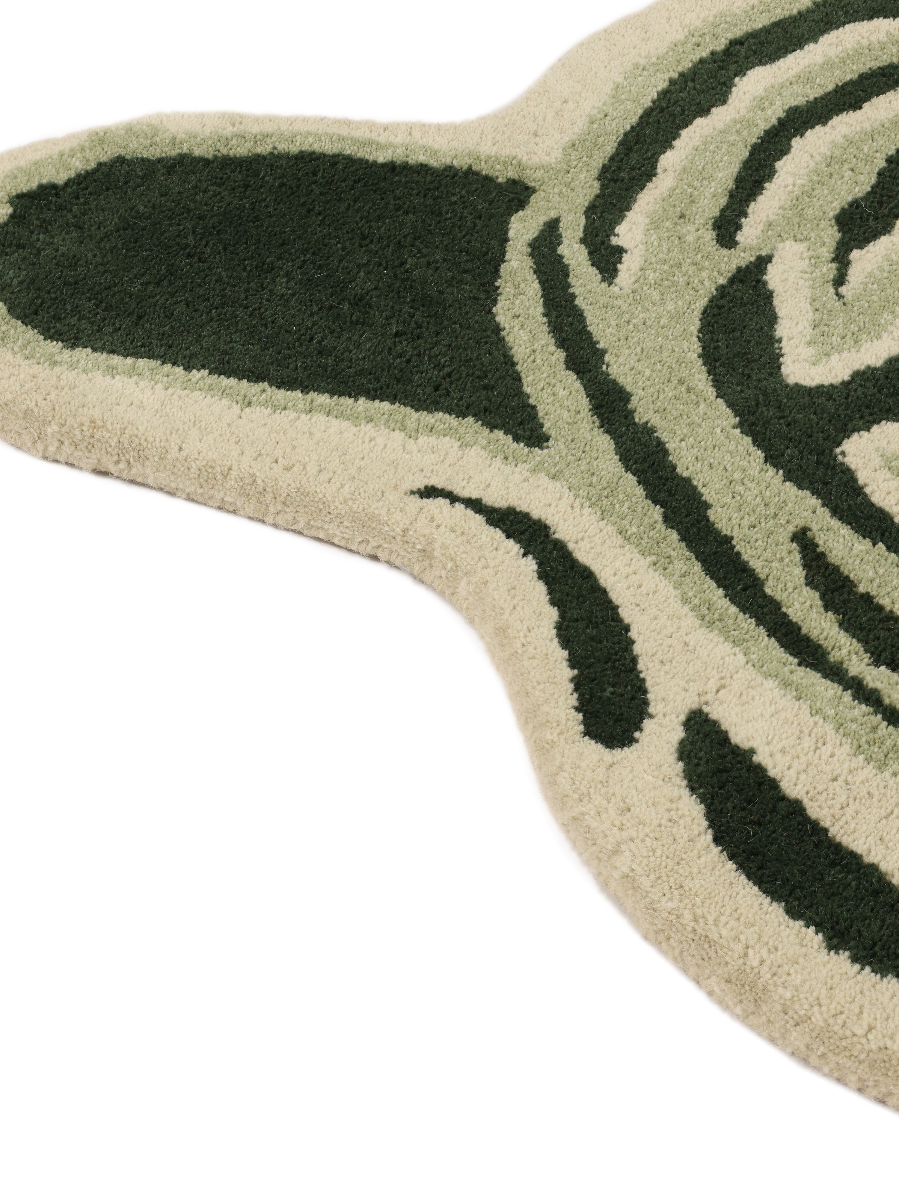 Rugvista core - Fun Tiger - Green 100 x 100 cm Wool Rug - Rugvista