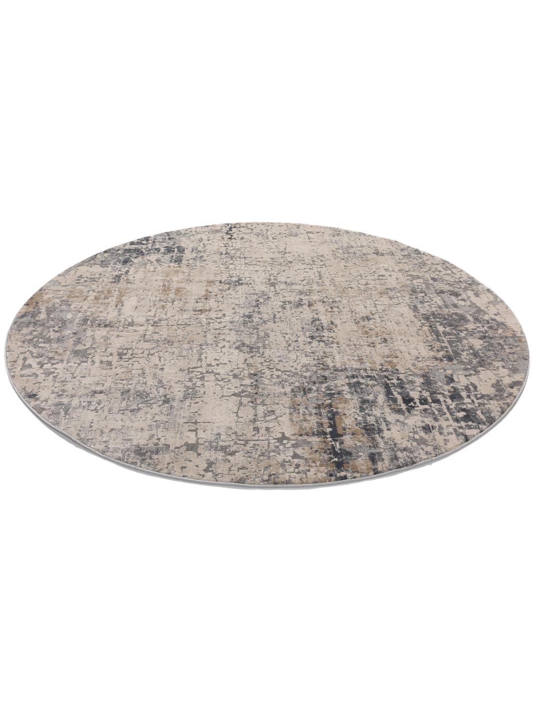 Rond vloerkleed in grijs en beige