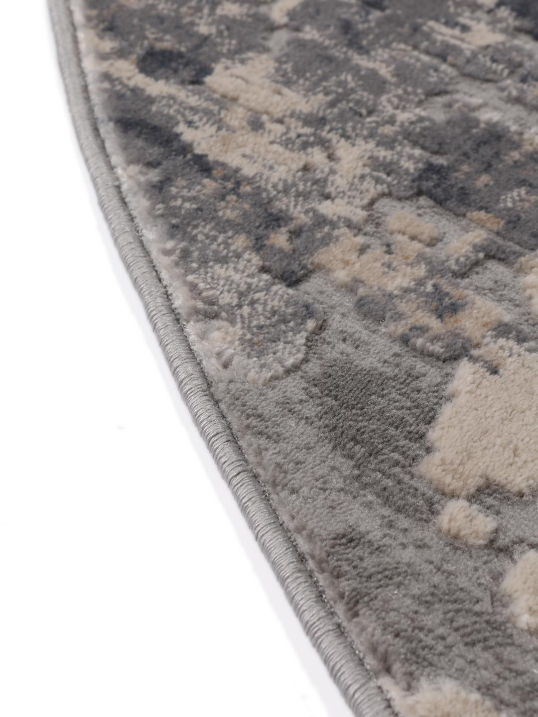 Rond vloerkleed in grijs en beige