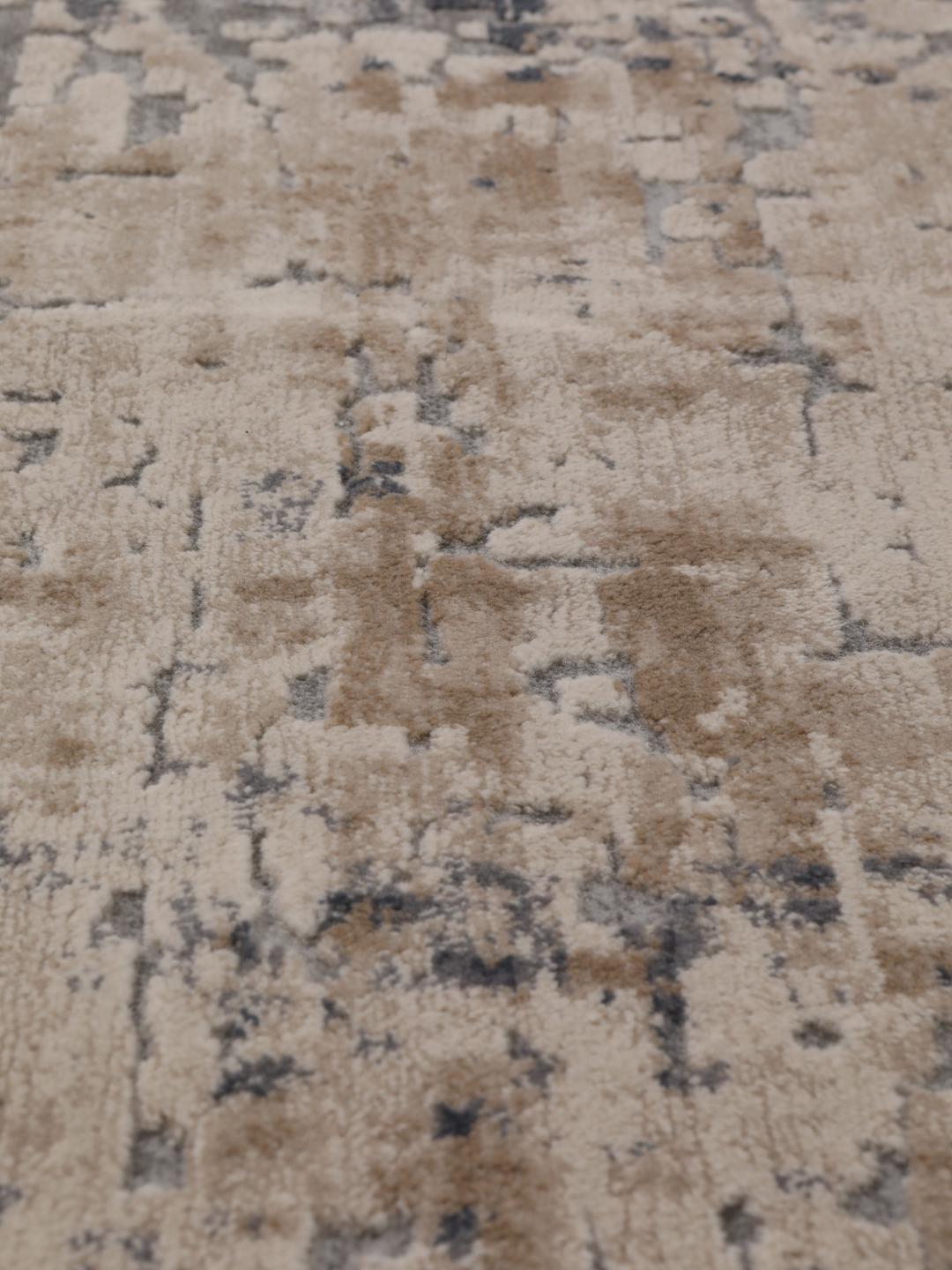 Rond vloerkleed in grijs en beige