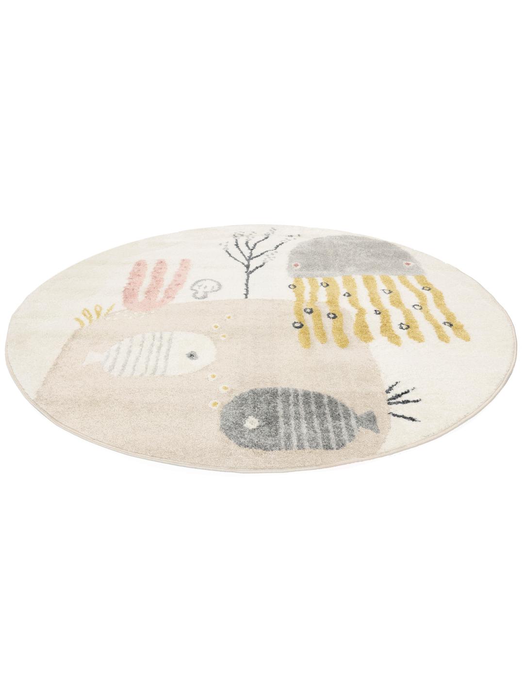 tapis rond rose avec motif marin ludique