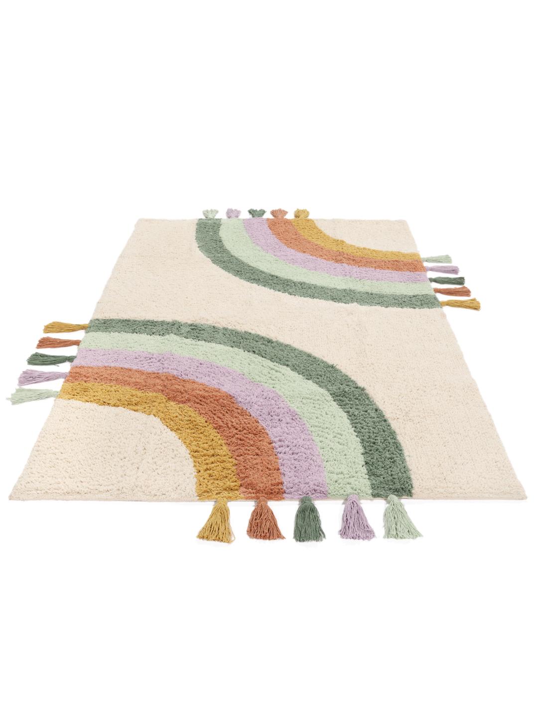 Tapis multicolore avec arches et franges