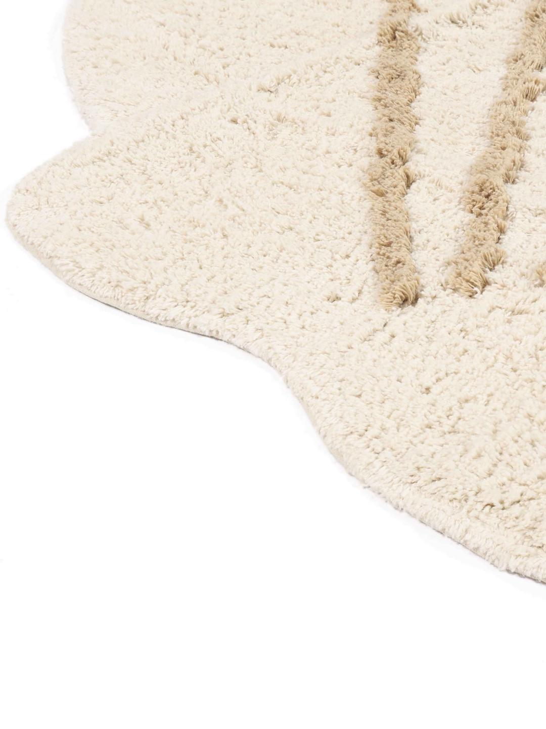 Off-white schelpvormig katoenen vloerkleed met machinewasbare eigenschappen