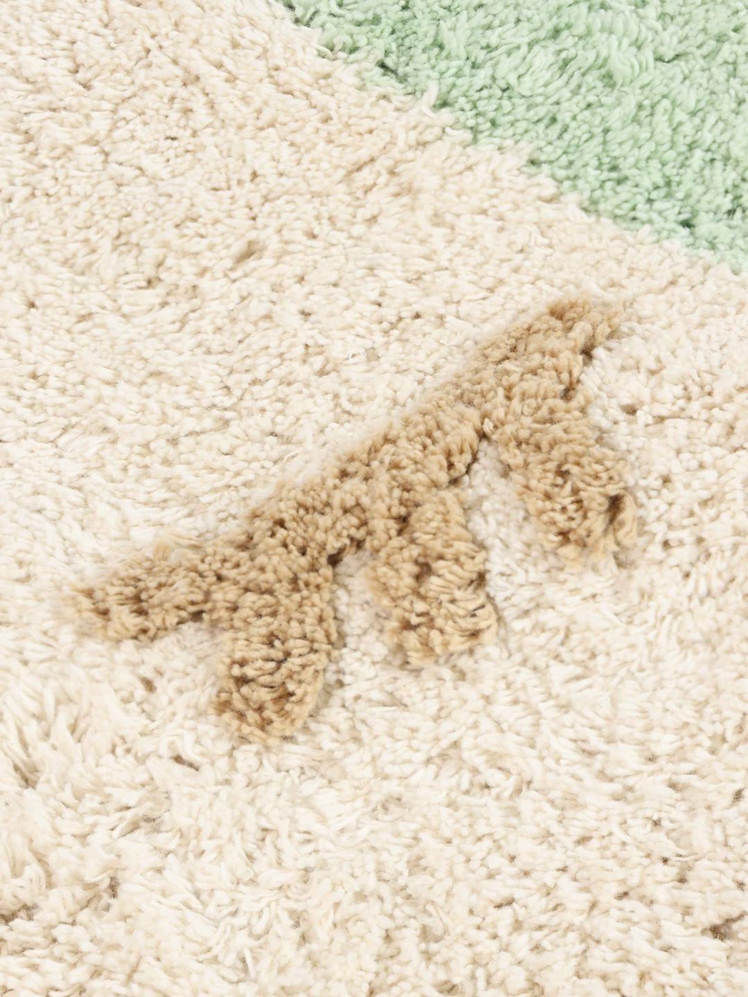 Mintgroen kindertapijt in de vorm van een dierengezicht