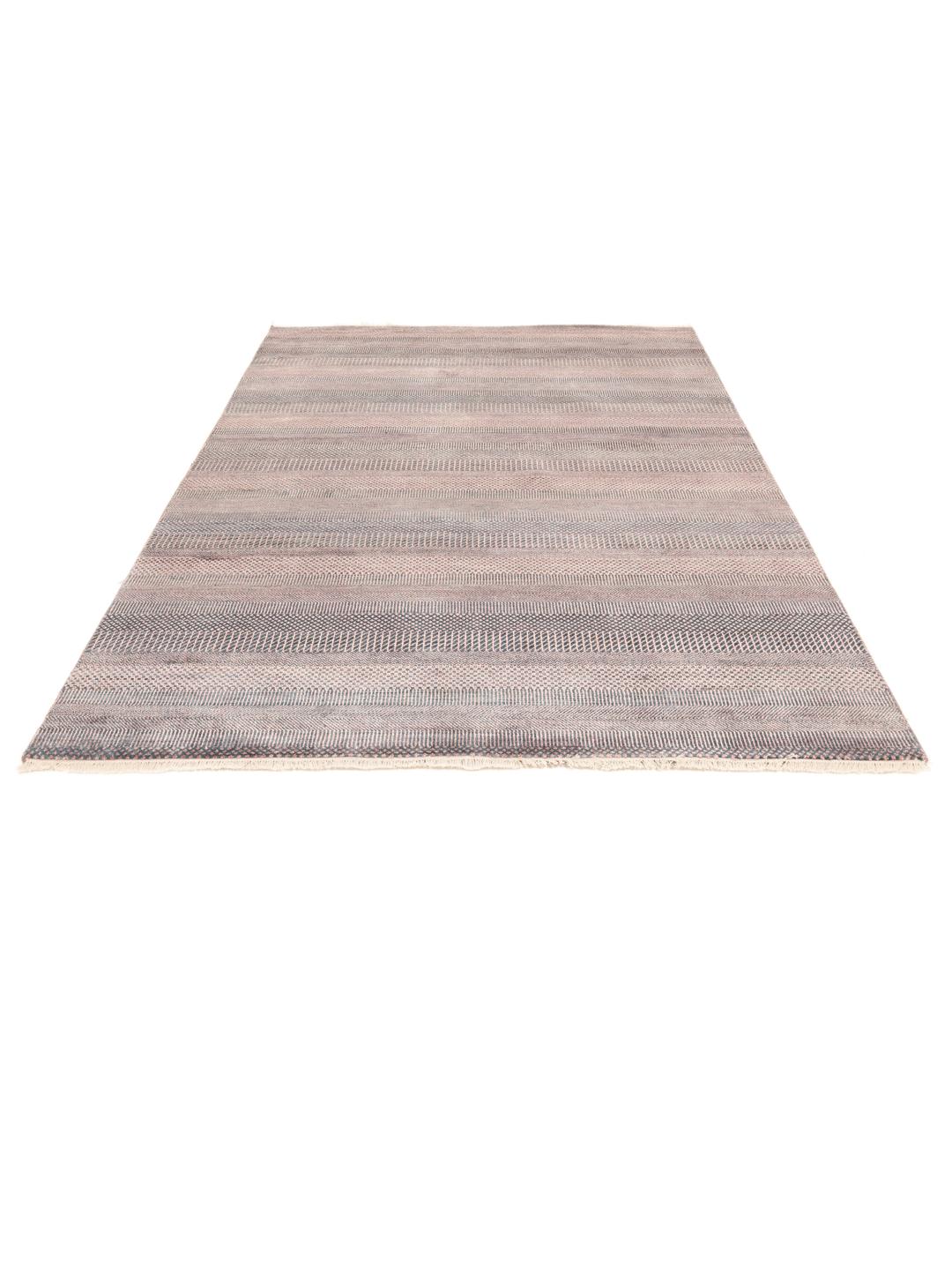 Hand-knotted Indian rug in multicolor with a subtle textured pattern