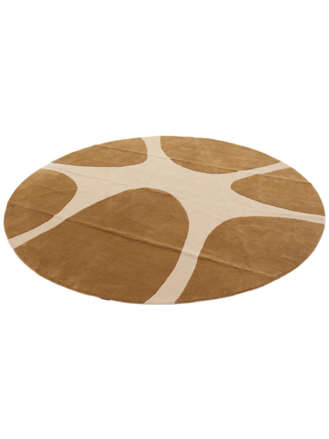 Modern handgetuft beige en bruin wollen tapijt uit India