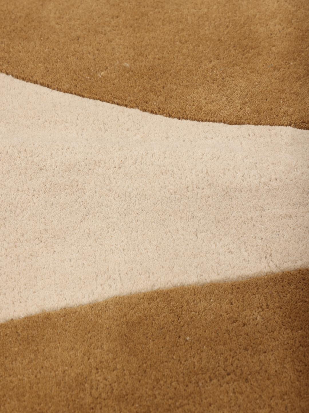 Modern handgetuft beige en bruin wollen tapijt uit India