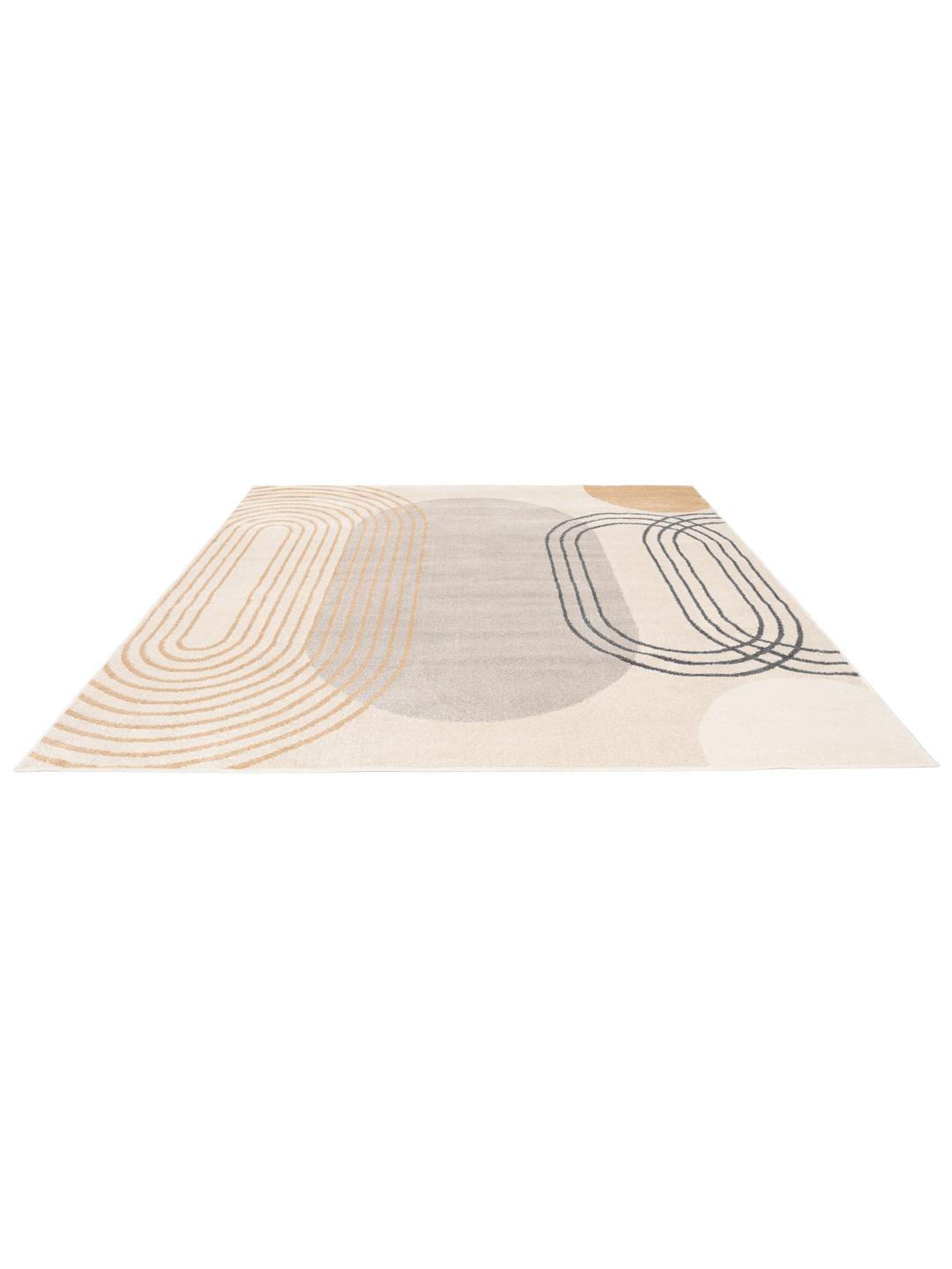 Beige vloerkleed met geometrische vormen