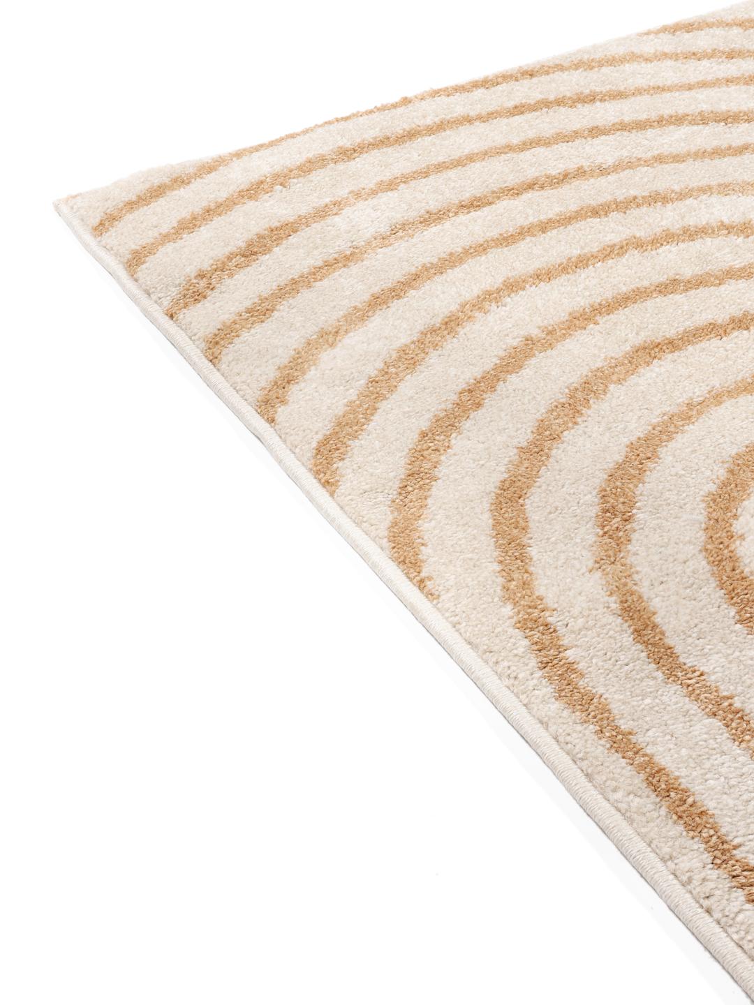Beige vloerkleed met geometrische vormen