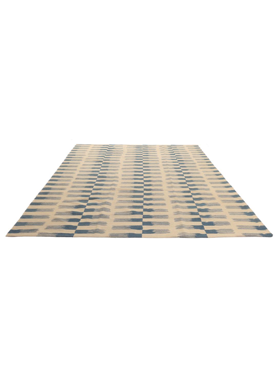 Hand-woven Kilim Modern rug from Afghanistan in beige and blue