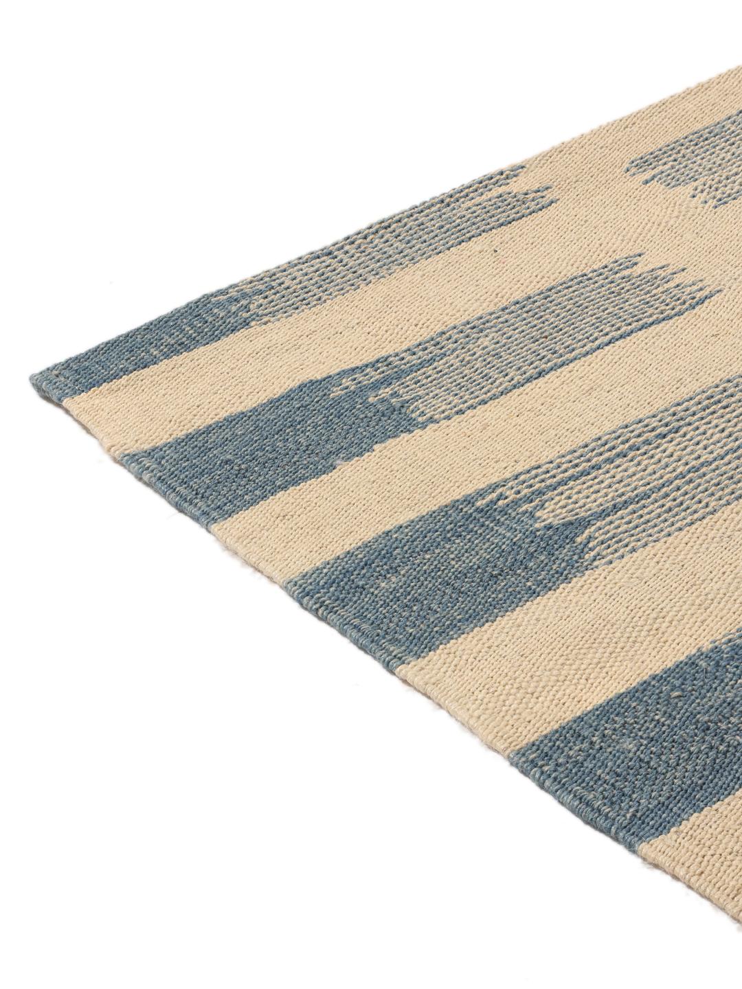Hand-woven Kilim Modern rug from Afghanistan in beige and blue