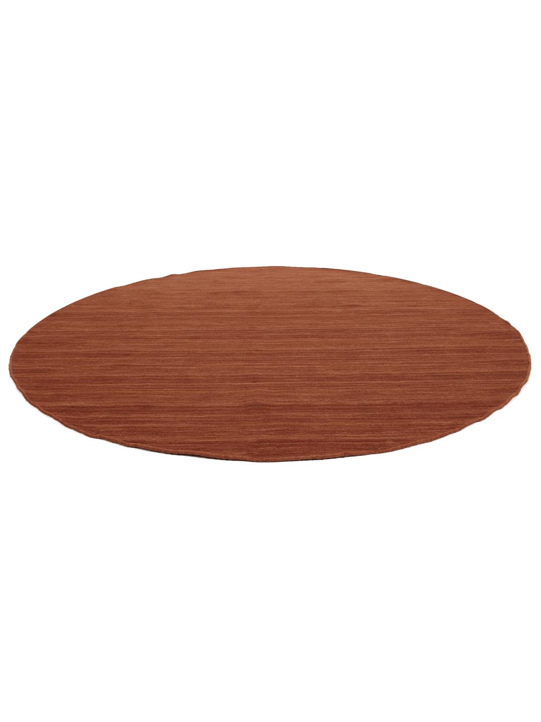 Tapis rond tissé à la main rouge rouille