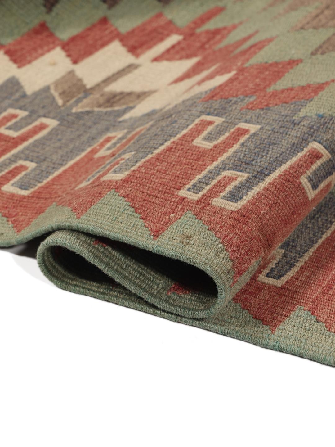 Tapis Kilim turc tissé à la main avec motif géométrique multicolore
