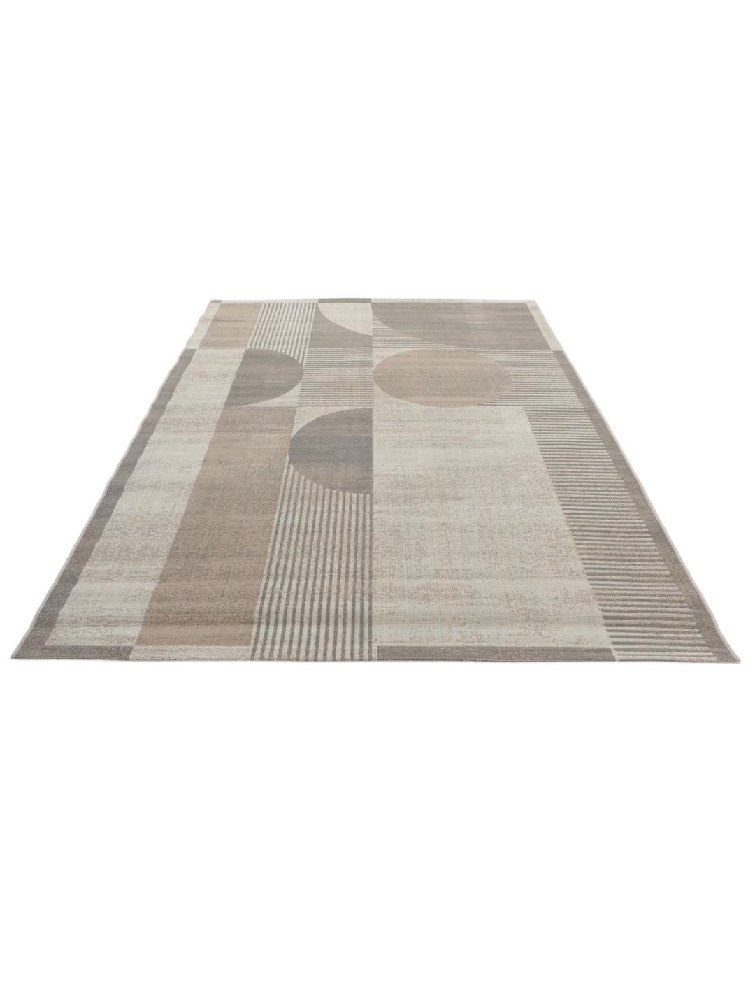 Tapis beige et gris avec motif géométrique