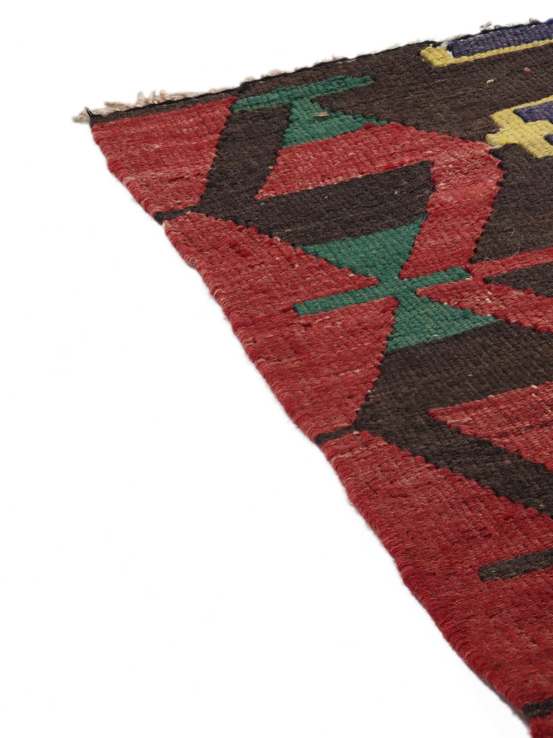 Authentiek Turks Kelim vintage vloerkleed met veelkleurige geometrische patronen
