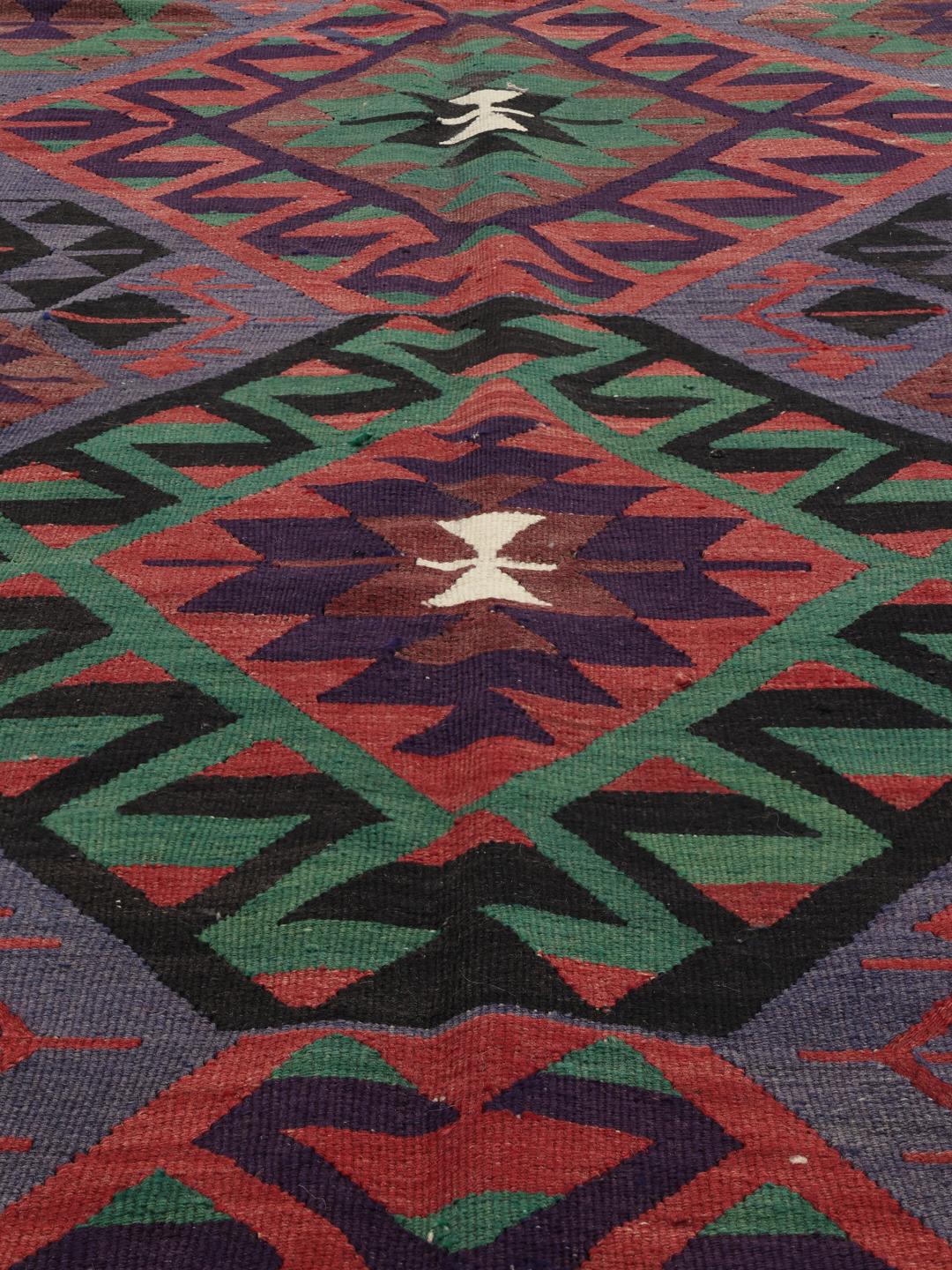 Authentiek Turks Kelim vintage vloerkleed met veelkleurige geometrische patronen