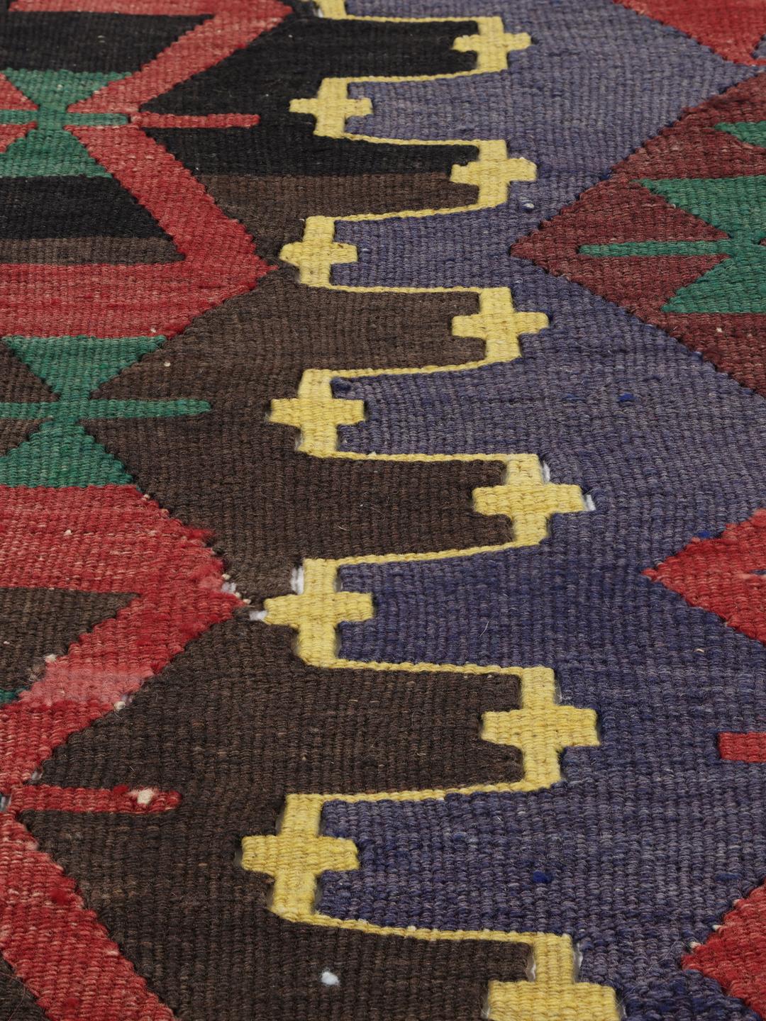 Authentiek Turks Kelim vintage vloerkleed met veelkleurige geometrische patronen