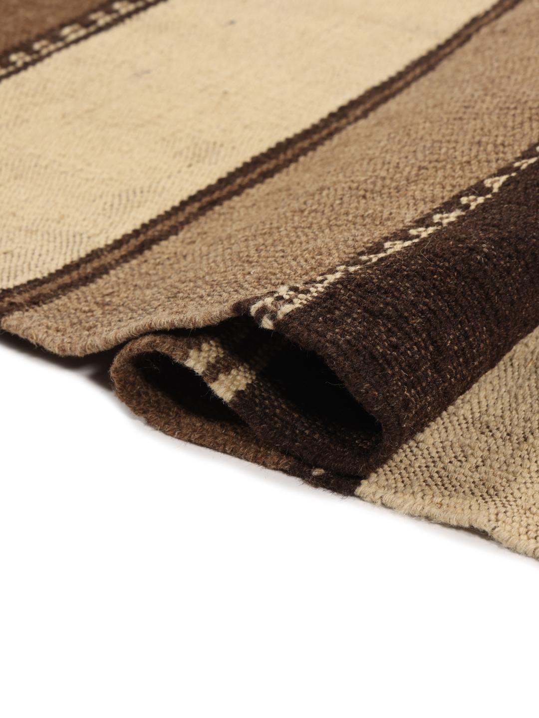 Handgeweven Kelim-tapijt uit het Midden-Oosten met bruine en beige strepen