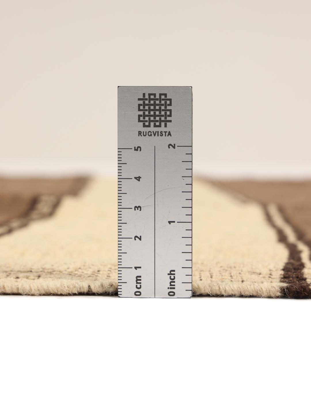 Handgeweven Kelim-tapijt uit het Midden-Oosten met bruine en beige strepen