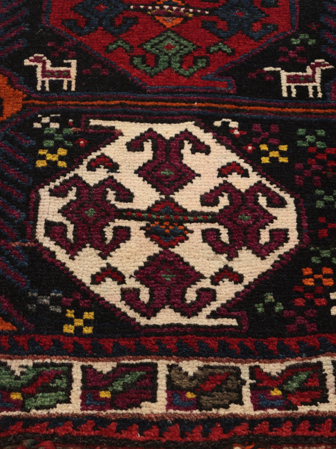 
    Afshar / Sirjan - Black / Dark red - 55 x 84 cm
  