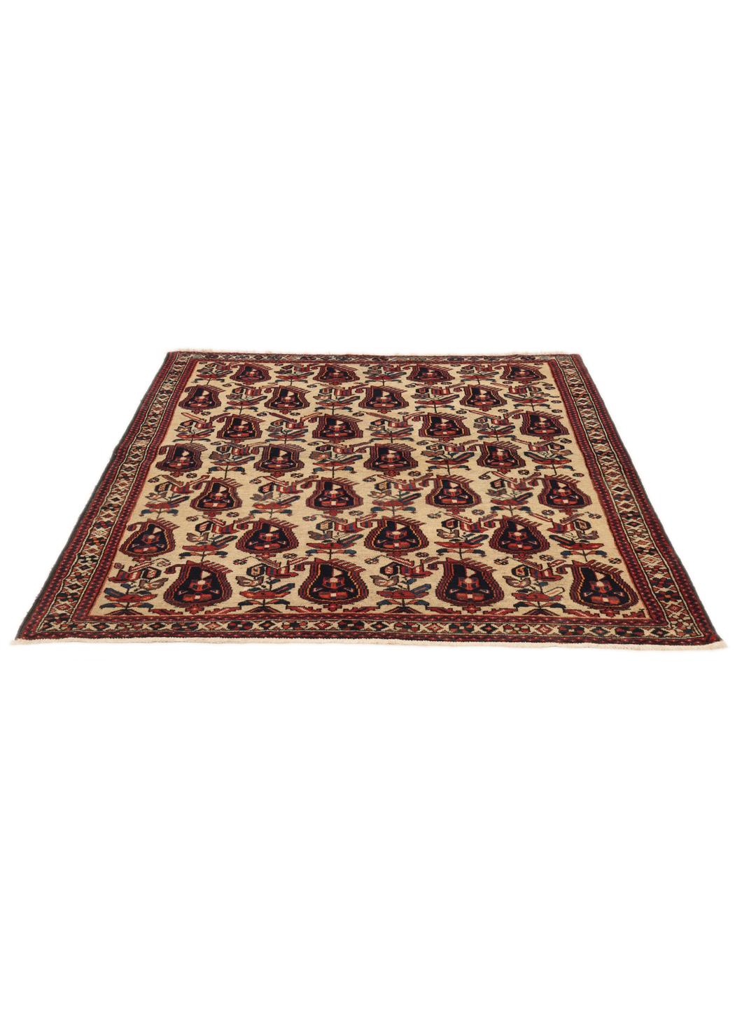 Hand-knotted Afshar rug from the Middle East in beige with floral motifs