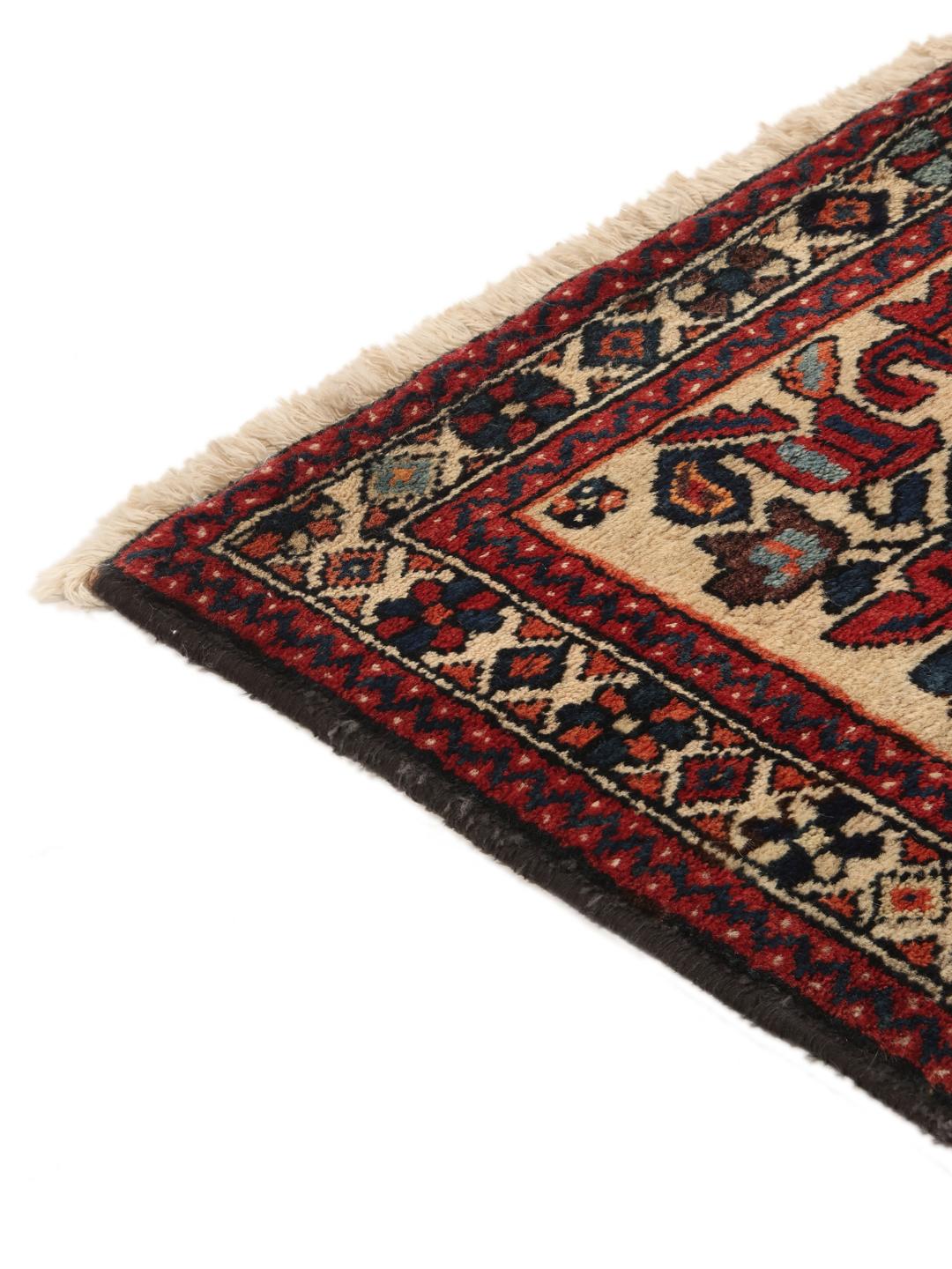 Hand-knotted Afshar rug from the Middle East in beige with floral motifs