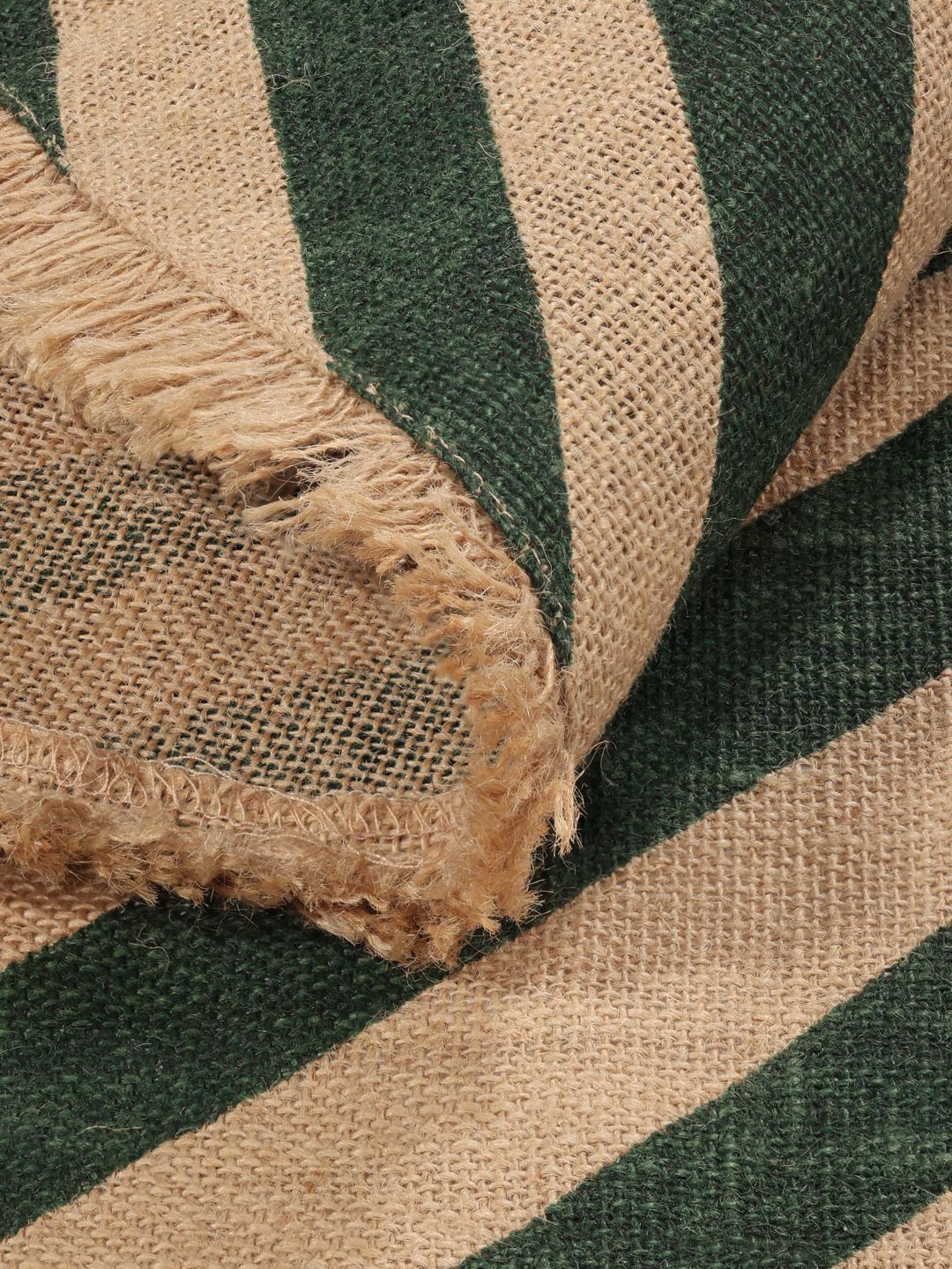 Rugvista Essential - Ribbons - Beige / Green, Round Ø 100 cm Jute Rug ...