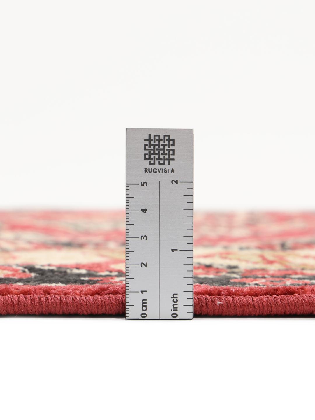 Tapis rond Kazak Simav avec des motifs traditionnels rouges et beiges