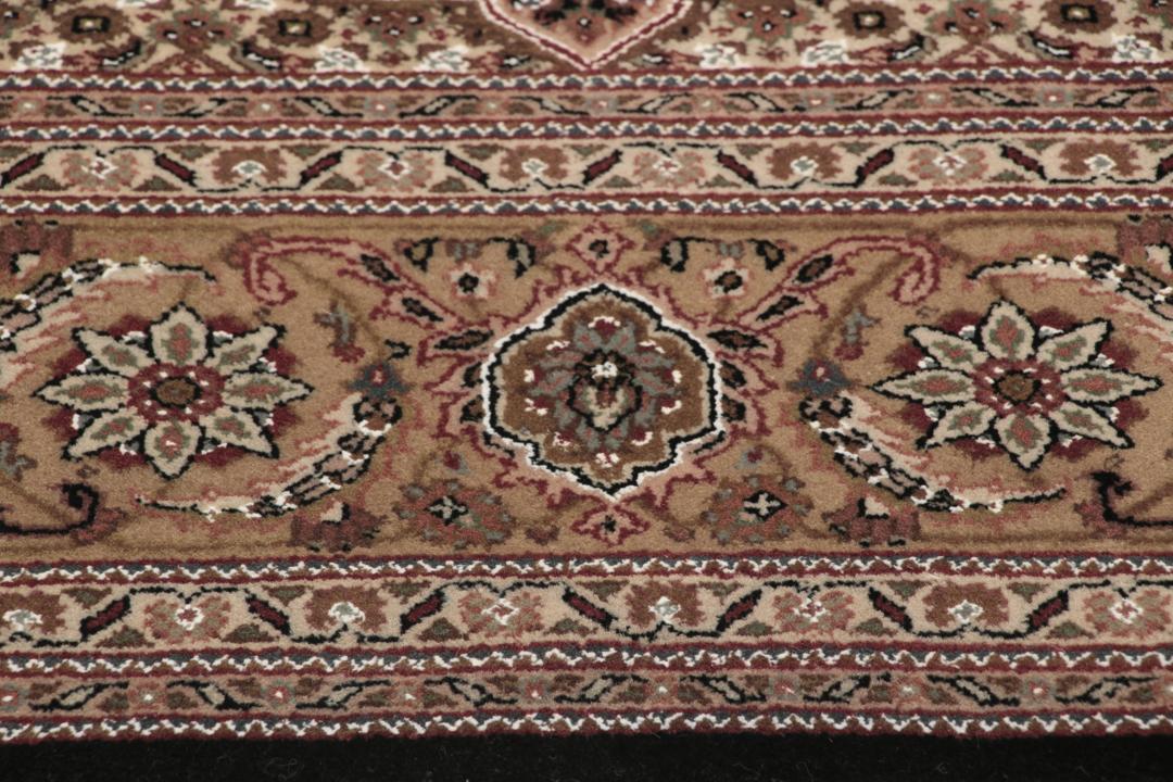 Ręcznie wiązany kwadratowy dywan Tabriz z Indii w odcieniach brązu i beżu