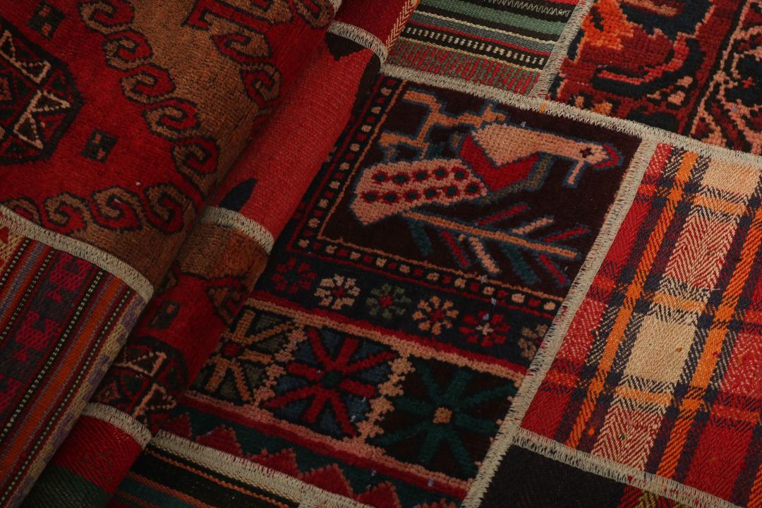 Loper met meerkleurig patchworkdesign uit het Midden-Oosten